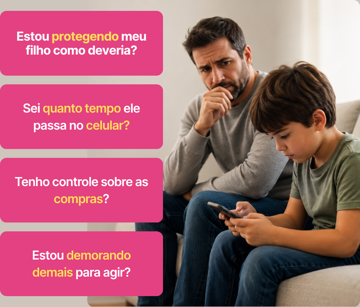 Pai preocupado com as dúvidas que rondam a cabeça de todo pai: será que meu filho já viu algo que não deveria? Será que estou protegendo pouco?
